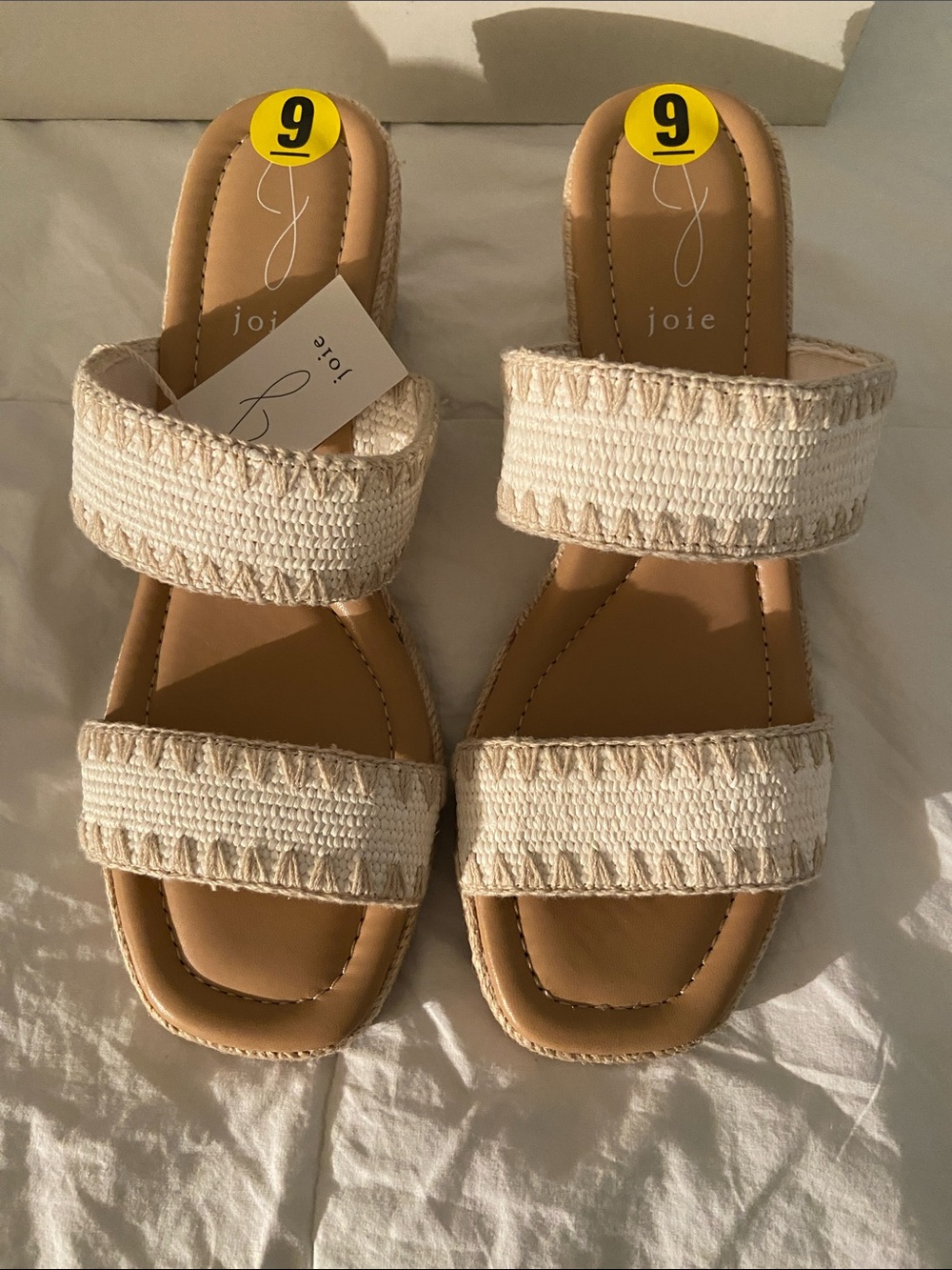 Joie Cream Woven Espadrille Wedge Slides